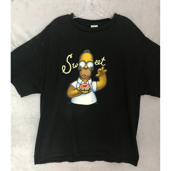Retro 2004 The Simpsons Homer SWEET Donut Eat Me T-Shirt Black Short Sleeve XL - Picture 1 of 8